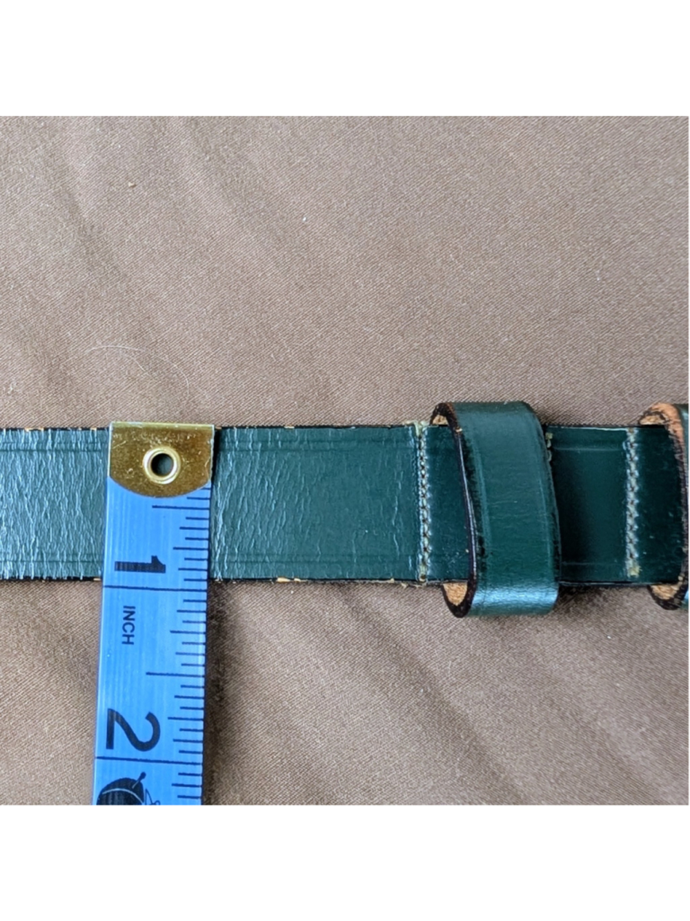 Vintage Girl Scouts Green Leather Uniform Belt Size 30 Top Grain Bridle Cowhide - Picture 8 of 9